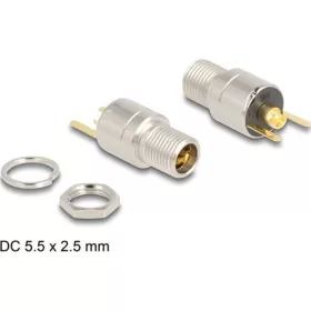   Delock DC csatlakozó anya 5,5 x 2,5 mm-es forrasztott foglalatfej verzióval - kerek 20 V / 15 A