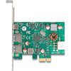 Delock PCI Express x1 kártya - 1 x külső USB Type-C  anya PD 30 W és 2 x külső A-típusú USB 5 Gbps anya