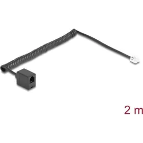   Delock Telefon csavart kábel RJ11 apa - RJ11 anya fekete színű 2 m