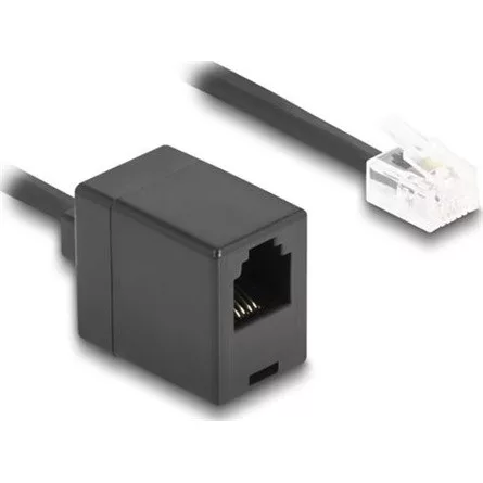 Delock Telefon csavart kábel RJ11 apa - RJ11 anya fekete színű 2 m
