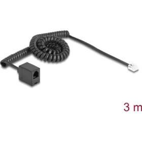   Delock Telefon csavart kábel RJ11 apa - RJ11 anya fekete színű 3 m
