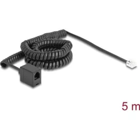   Delock Telefon csavart kábel RJ11 apa - RJ11 anya fekete színű 5 m