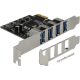 Delock USB 3.0 PCI Express Kártya, 4 x külso A-típusú anya csatlakozóval