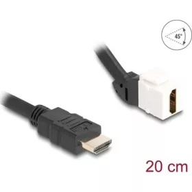   Delock Keystone modul HDMI kábel apa - anya 45 -ban hajlított 8K 60 Hz 20 cm, fekete