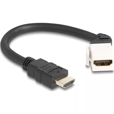 Delock Keystone modul HDMI kábel apa - anya 45 -ban hajlított 8K 60 Hz 20 cm, fekete