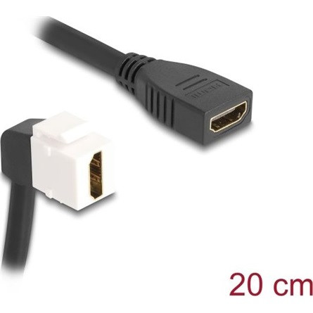 Delock Keystone modul HDMI kábel anya - anya 90 -ban hajlított 8K 60 Hz 20 cm, fekete
