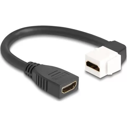 Delock Keystone modul HDMI kábel anya - anya 90 -ban hajlított 8K 60 Hz 20 cm, fekete