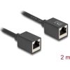 Delock Hálózat bővítő kábel RJ45 anya - RJ45 anya Cat.6A S/FTP 2 m fekete