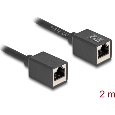 Delock Hálózat bővítő kábel RJ45 anya - RJ45 anya Cat.6A S/FTP 2 m fekete