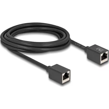 Delock Hálózat bővítő kábel RJ45 anya - RJ45 anya Cat.6A S/FTP 3 m fekete