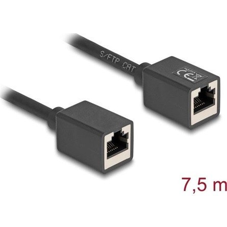 Delock Hálózat bővítő kábel RJ45 anya - RJ45 anya Cat.6A S/FTP 7,5 m fekete