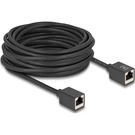 Delock Hálózat bővítő kábel RJ45 anya - RJ45 anya Cat.6A S/FTP 10 m fekete