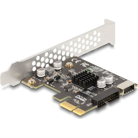 Delock PCI expressz x1 kártya - 1 x belső USB 5 Gbps Type-E Key A and 1 x 19 pin USB pin header male - alacsony profilú