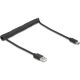 Delock USB 2.0 tekercselt kábel USB Type-A apa   USB Type-C  apa, 0,45 m   0,75 m fekete