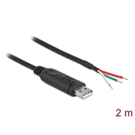   Delock USB-A 2.0 -> nyitott vezeték M/M adatkábel 2m fekete Serial RS-232
