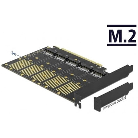 Delock 90435 5-port M.2 PCIe x16 belső B-key bővítőkártya + SATA