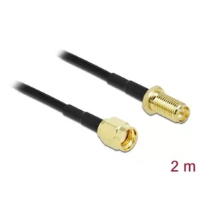   Delock RP-SMA -> RP-SMA M/F antenna kábel 2m fekete LMR/CFD100