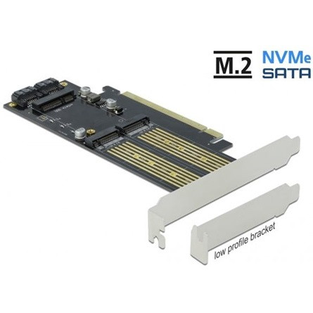 Delock 90486 1+1+1-port M.2 mSATA PCIe x16 M.2 NVME bővítőkártya B-key + M-key