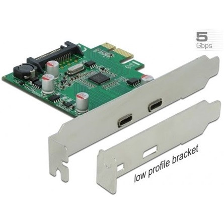 Delock 90493 USB 3.2 C Gen 1 2-port PCIe x1 bővítőkártya