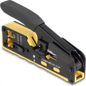   Delock Krimpelő eszköz 6P/8P RJ45/RJ11 csatlakozókhoz Cat. 5/6/7 vágóval és csupaszítóval
