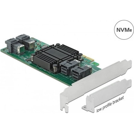 Delock 90585 4-port SFF-8643 NVMe PCIe x8 bővítőkártya szürke