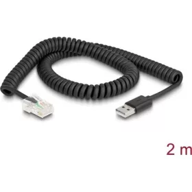   Delock USB-A 2.0 -> RJ50 M/M adatkábel 2m fekete cavart kábel