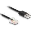 Delock spirál USB-A 2.0 -> RJ50 M/M adatkábel 2m fekete vonalkód olvasókhoz, spirál 0,5-2m