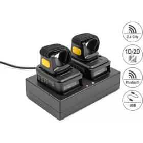   Delock Vonalkód leolvasó karika 1D és 2D 2,4 GHz vagy Bluetooth-szal (2 darab) + töltőállomás
