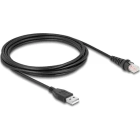   Delock USB-A 2.0 -> RJ50 M/M adatkábel 3m fekete vonalkód olvasóhoz