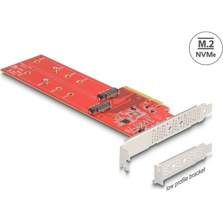 Delock PCI Express x8 kártya - 2 x belső NVMe M.2 Key M 110 mm - elágazás - alacsony profilú