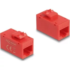   Delock Keystone modul, RJ45-aljzat - RJ45-aljzat, Cat.6A UTP piros