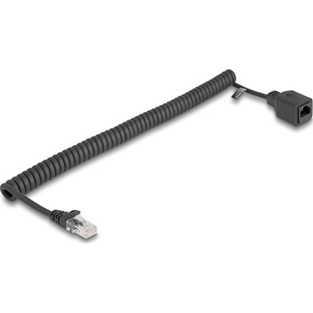Delock RJ45 tekercses kábelcsatlakozó a jack csatlakozóhoz Cat.5e UTP 0,8-2 m fekete