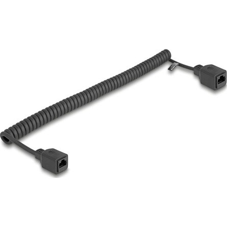Delock RJ45 tekercselt kábel jack aljzatba Cat.5e UTP 0,8 m - 2 m fekete