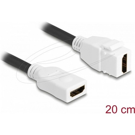 Delock Keystone modulkábel HDMI anya-hüvely 8K 60 Hz 20 cm fehér