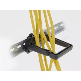   Delock Kábeltartó 70 x 70 mm méretű DIN sínhez kapcsoláshoz felszerelő lemezzel fekete