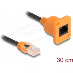   Delock D-Type RJ45 kábelcsatlakozó a jackhez Cat.5e UTP narancssárga / fekete 30 cm