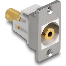   Delock panel tartó sztereó aljzat 3,5 mm-es 3 tűs sztereó jack aljzat 3,5 mm 3 tűs aranyozott ezüst / fehér