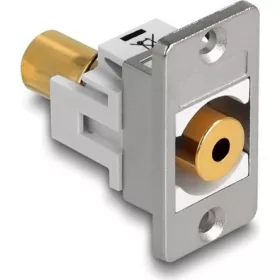   Delock panel tartó sztereó jack aljzat 3,5 mm 4 tűs > sztereó jack anya 3,5 mm 4 tűs aranyozott ezüst / fehér