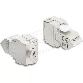   Delock Keystone modul RJ45 aljzat   LSA Cat.6A szabvány, 45 -ban döntött csatlakozó, árnyékolt, 180 -os kábelkivezetés,