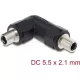 Delock DC Barrel Jack adapter DC 5,5 x 2,1 mm anya   anya csavarral, 90 -ban hajlított
