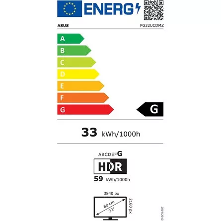 Asus ROG Swift PG32UCDMZ 31.5" Quantum Dot OLED gaming monitor fekete 240Hz G-Sync / FreeSync Premium Pro (USB-C: 90W)