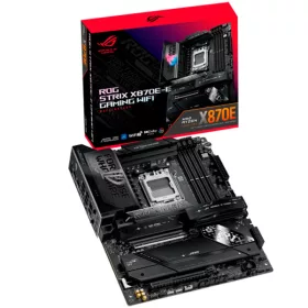  ASUS ROG STRIX X870E-E GAMING WIFI AM5 ATX gaming MB - AMD X870E 4xDIMM DDR5 5xM.2 4xSATA PCIe 5.0 5Gb Ethernet WiFi 7 + Bluetooth 1xHDMI 2xUSB4 40Gbps ports (USB Type-C) with Aura Sync
