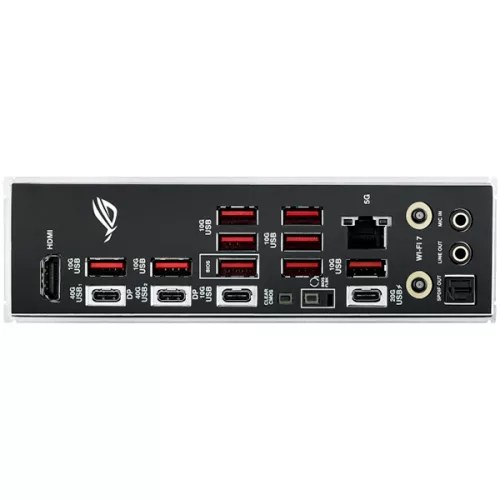 ASUS ROG STRIX X870E-E GAMING WIFI AM5 ATX gaming MB - AMD X870E 4xDIMM DDR5 5xM.2 4xSATA PCIe 5.0 5Gb Ethernet WiFi 7 + Bluetooth 1xHDMI 2xUSB4 40Gbps ports (USB Type-C) with Aura Sync