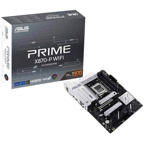 ASUS PRIME X870-P WIFIX870, AMD Ryzen 9000 & 8000 & 7000 Series Desktop Processors, 4DDR5 (Dual Channel), 2 x USB4 + 1 x HDMI, 1 x PCIe 5.0 x16 + 3 x PCIe 4.0 x16 (max. x1), 2 x SATA 6Gb/s (RA...