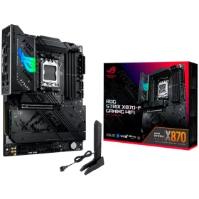   ASUS ROG STRIX X870-F GAMING WIFI AM5 ATX gaming MB - AMD X870 4xDIMM DDR5 4xM.2 2xSATA PCIe 5.0 2.5Gb Ethernet WiFi 7 + Bluetooth 1xDisplayPort 1xHDMI 2xUSB4 40Gbps ports (USB Type-C) with Au...