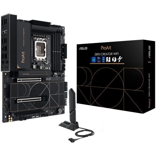 ASUS PROART Z890-CREATOR WIFIIntel Z890 LGA1851 ATX content creation motherboard with PCIe® 5.0, DDR5 slots, two USB4® ports, 10G and 2.5G Ethernet, WiFi 7, five M.2 slots, plus a USB 20Gpbs f...