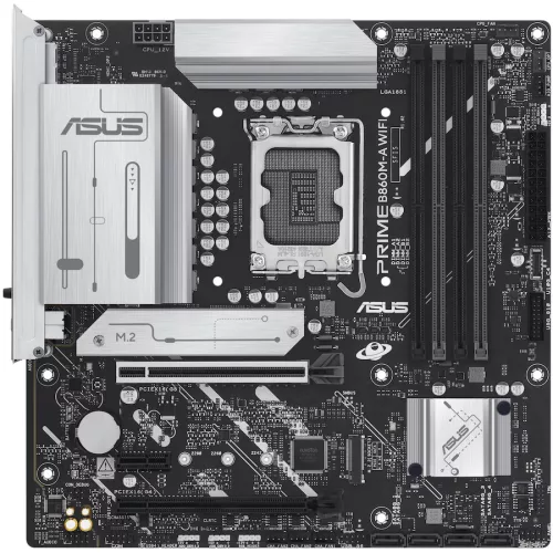 ASUS PRIME B860M-A WIFI LGA1851 mATX MB - Intel B860 4xDIMM DDR5 2xM.2 4xSATA PCIe 5.0 2.5Gb Ethernet WiFi 6E + Bluetooth 2xDisplayPort 1xHDMI with Aura Sync