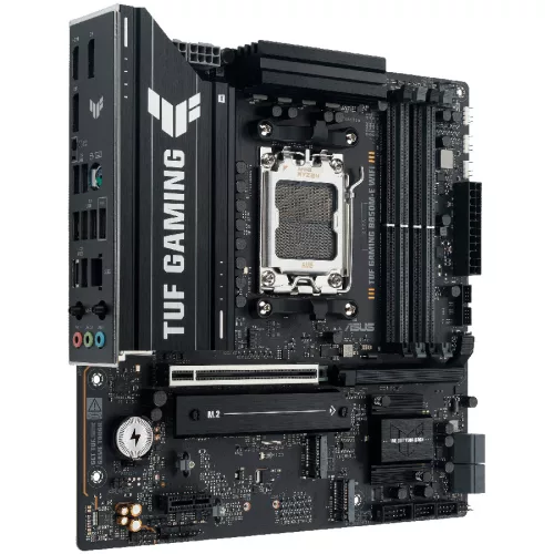ASUS TUF GAMING B850M-E WIFI AM5 mATX gaming MB - AMD B850 4xDIMM DDR5 3xM.2 4xSATA PCIe 5.0 2.5Gb Ethernet WiFi 6E + Bluetooth 2xDisplayPort 1xHDMI with Aura Sync