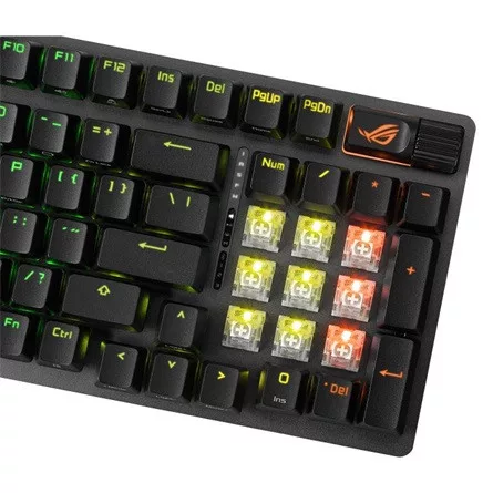 Asus ROG Strix Scope II 96 Wireless Bluetooth / vezeték nélküli / USB magyar gaming ROG NX Snow mechanikus billentyűzet
