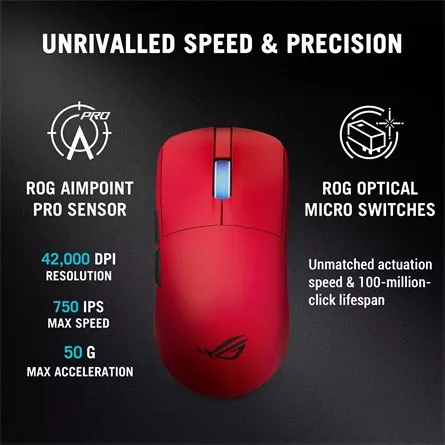 Asus ROG Harpe II Ace optikai Bluetooth / vezeték nélküli gaming egér piros